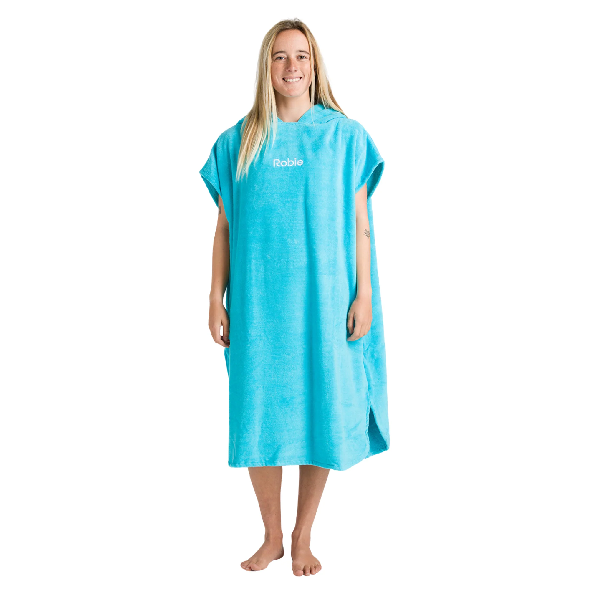 Robie Original - Adult Unisex Hooded Short Sleeve Changing Robe (Hawaiian Blue) - Image 6