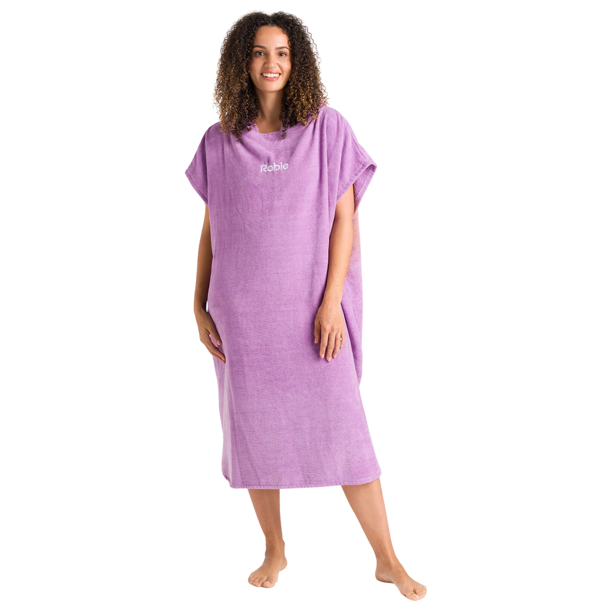 Robie Original - Adult Unisex Hooded Short Sleeve Changing Robe (Orchid) - Image 4