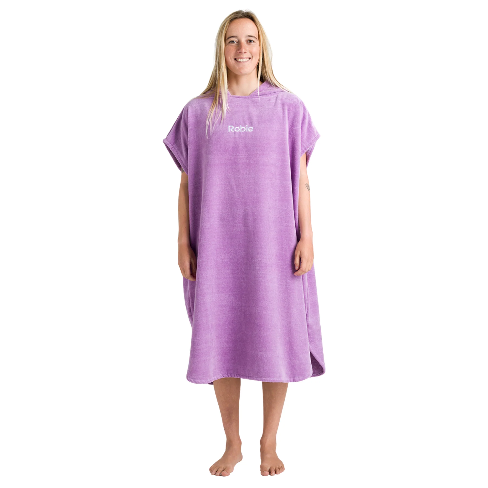 Robie Original - Adult Unisex Hooded Short Sleeve Changing Robe (Orchid) - Image 5
