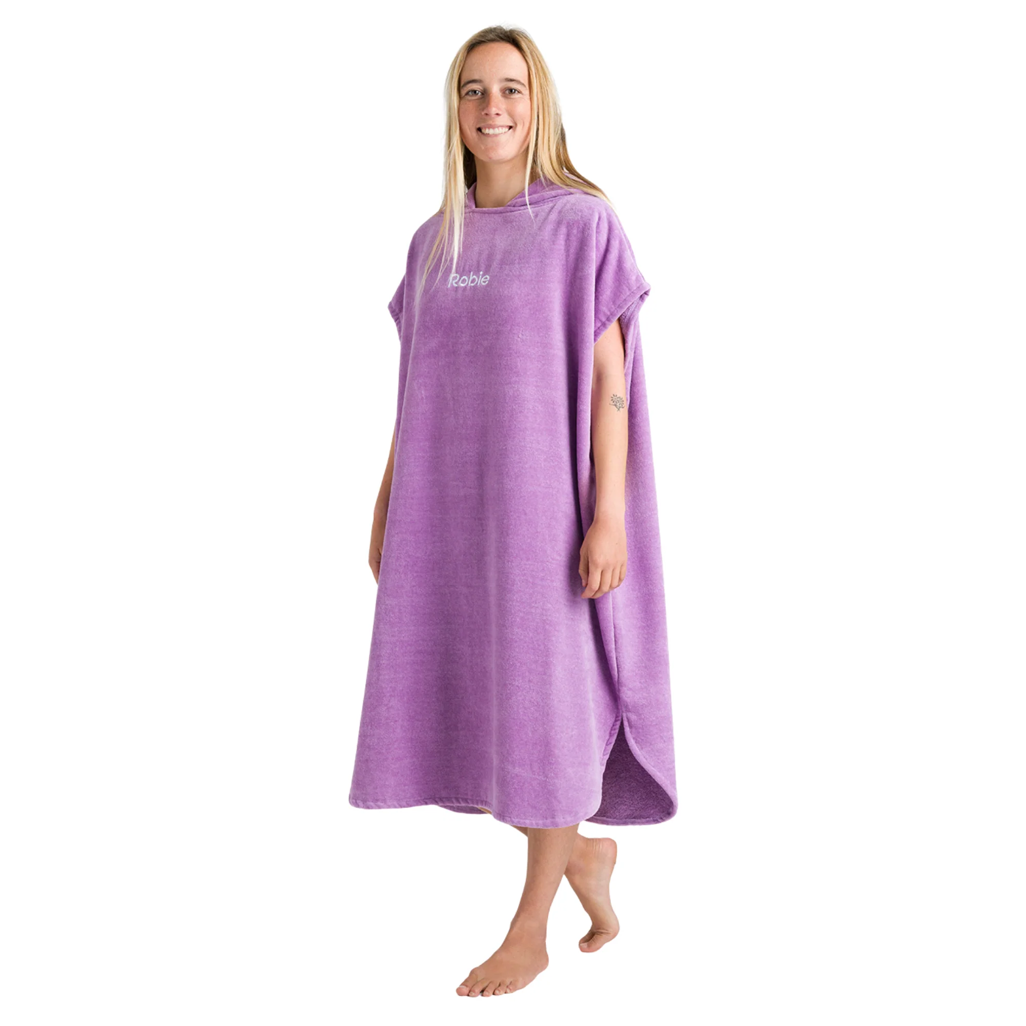 Robie Original - Adult Unisex Hooded Short Sleeve Changing Robe (Orchid) - Image 7