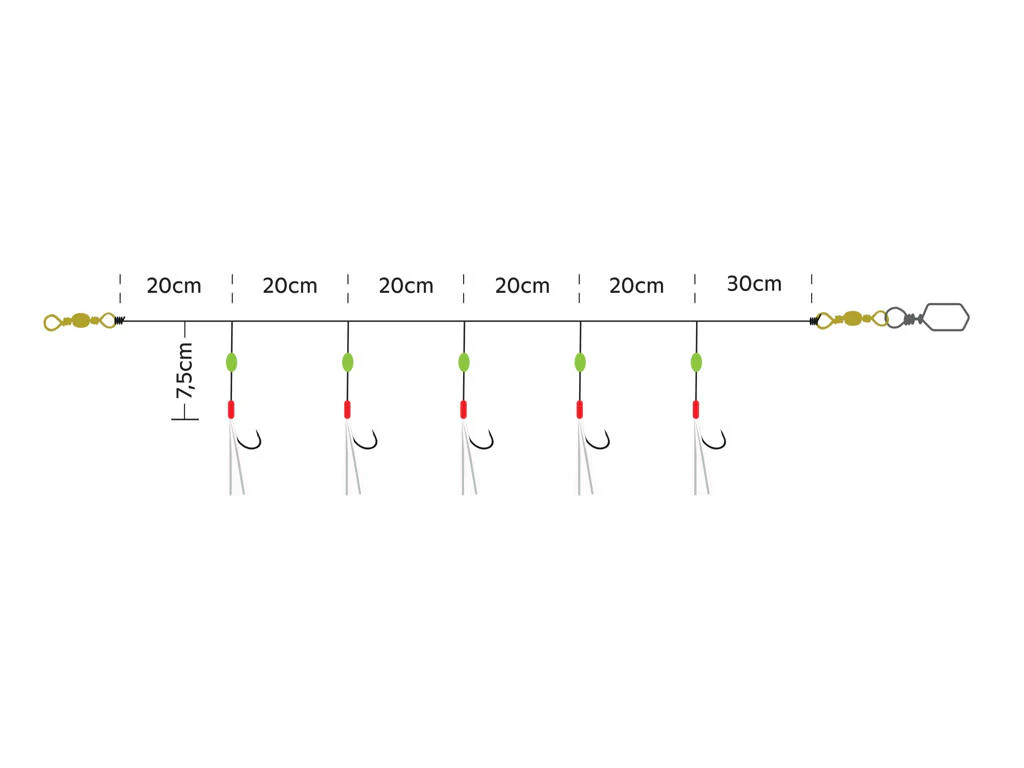 Kinetic Sabiki Nordic Mackerel 5 Hook Rig (#1/0)(Chartreuse/Crystal Flash) - Image 2