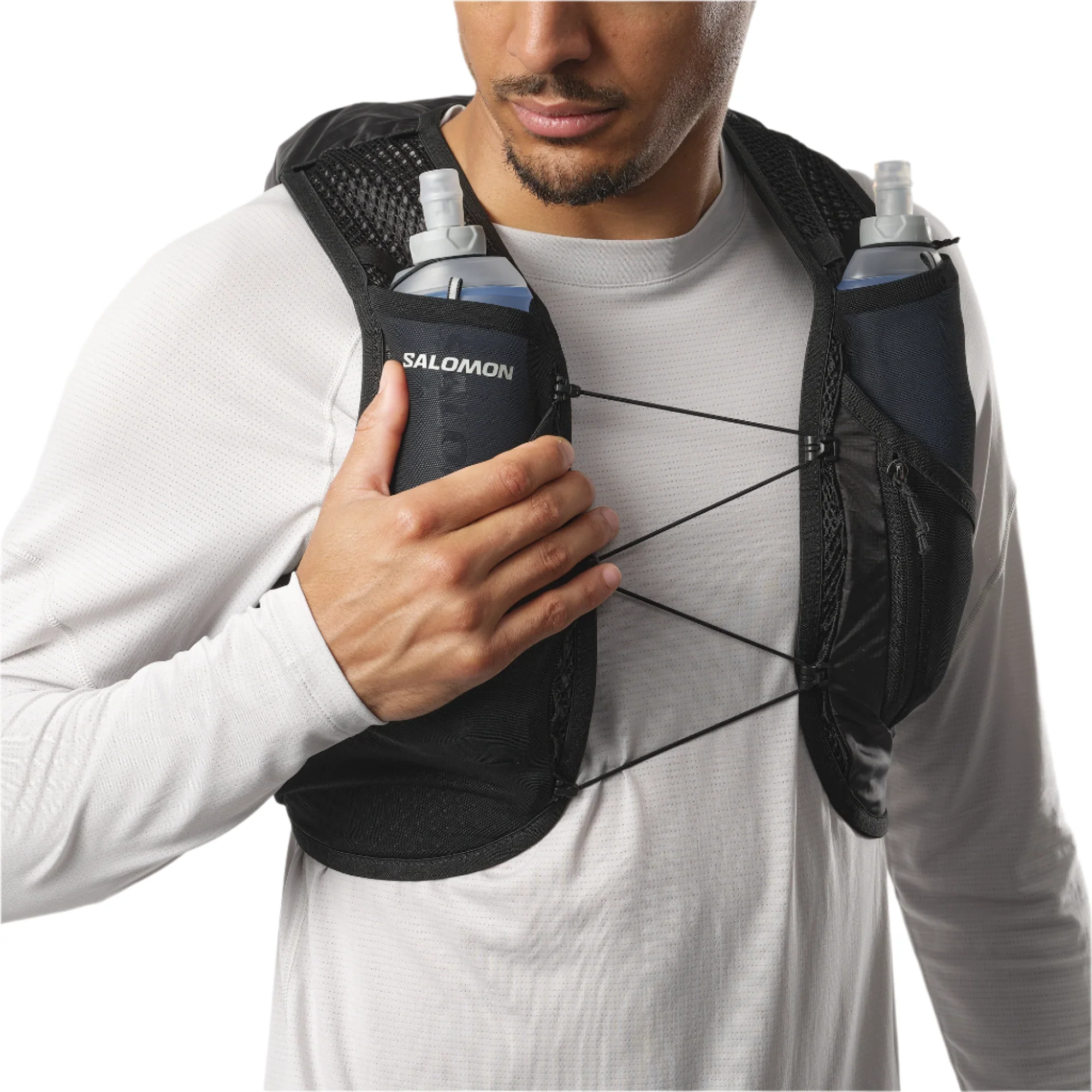 Salomon Unisex Active Skin 8L Running Vest Set (Black/Metal) - Image 5