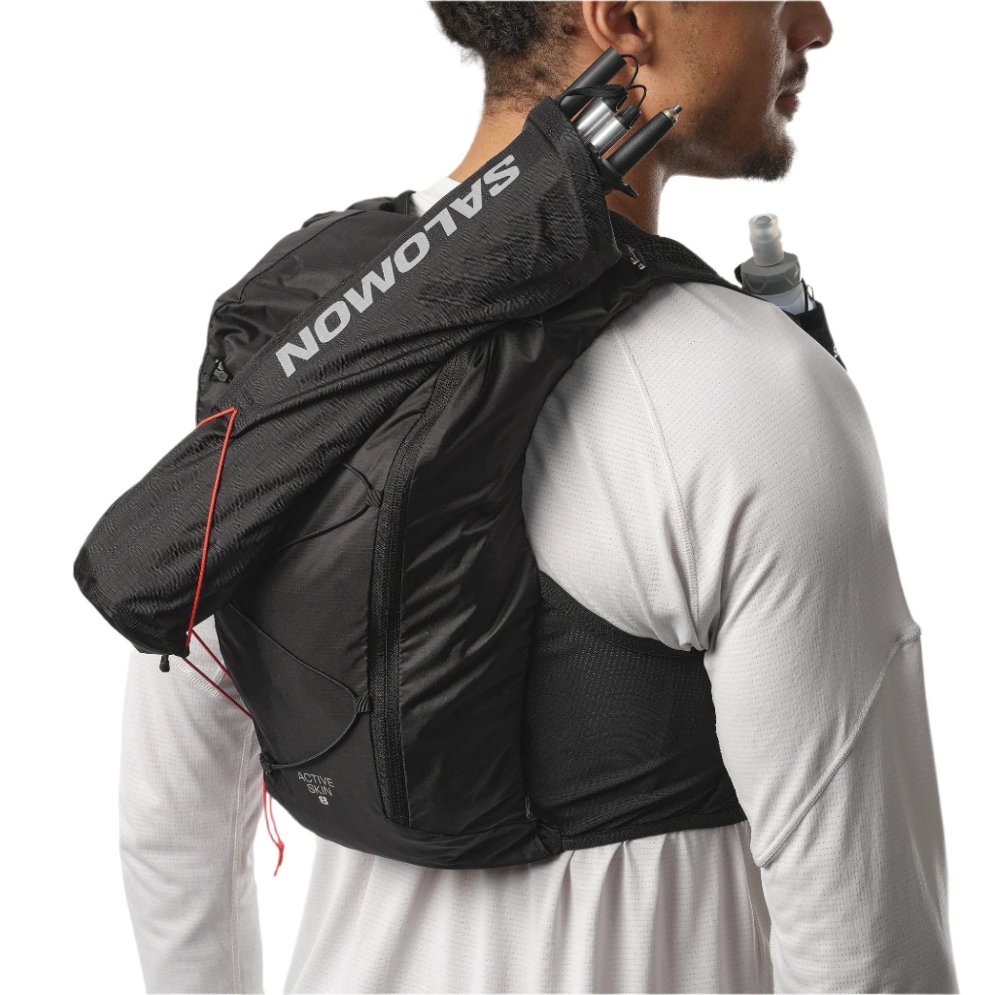 Salomon Unisex Active Skin 8L Running Vest Set (Black/Metal) - Image 7