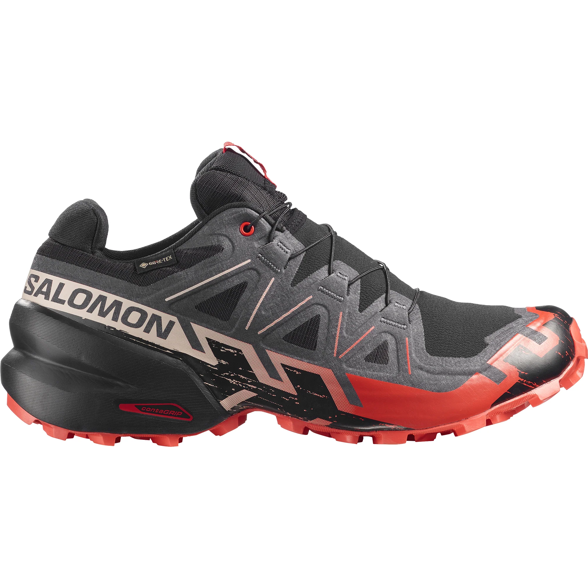 Salomon Men's Speedcross 6 Gore-Tex Trail Running Shoes (Black/Fiery Red)