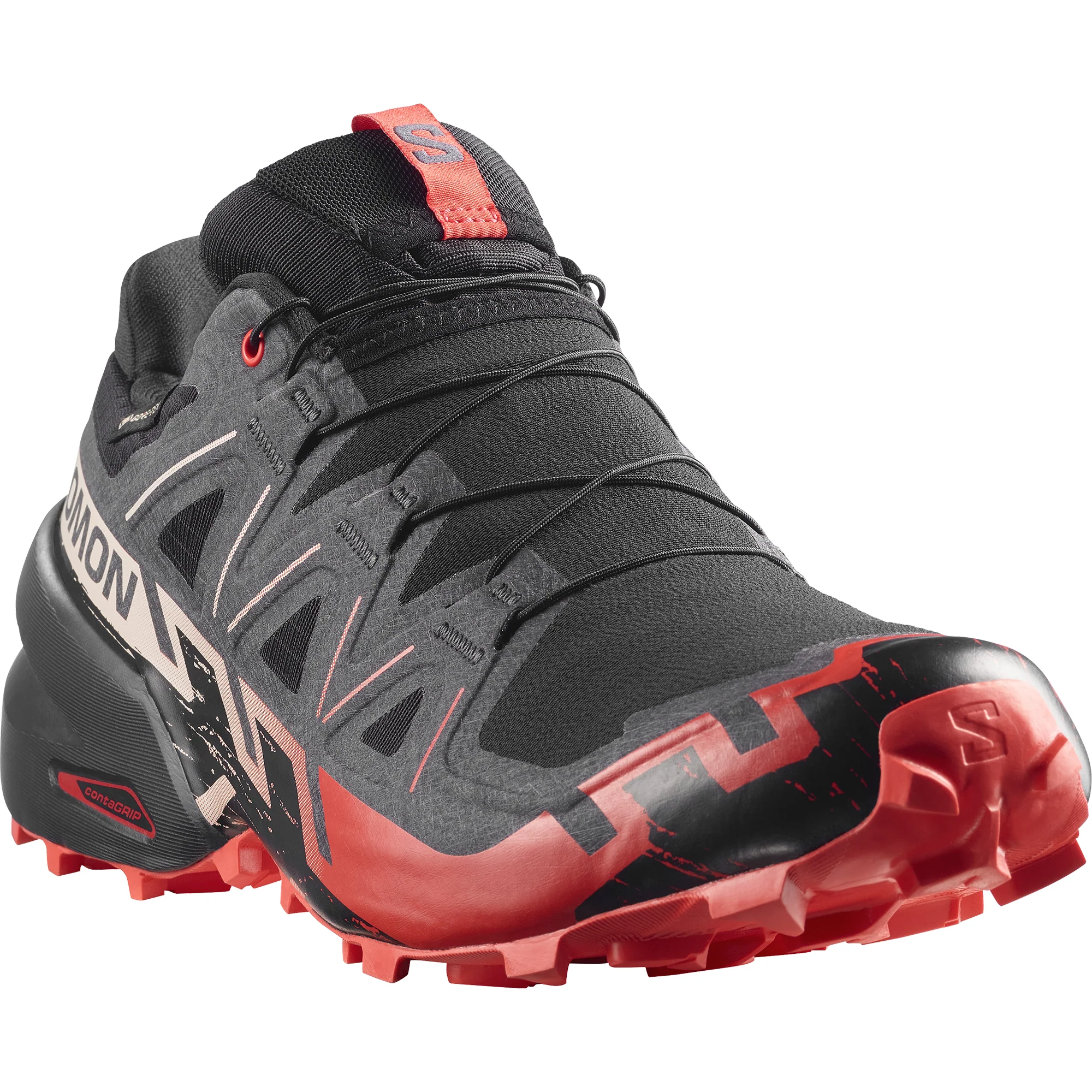 Salomon Men's Speedcross 6 Gore-Tex Trail Running Shoes (Black/Fiery Red) - Image 3