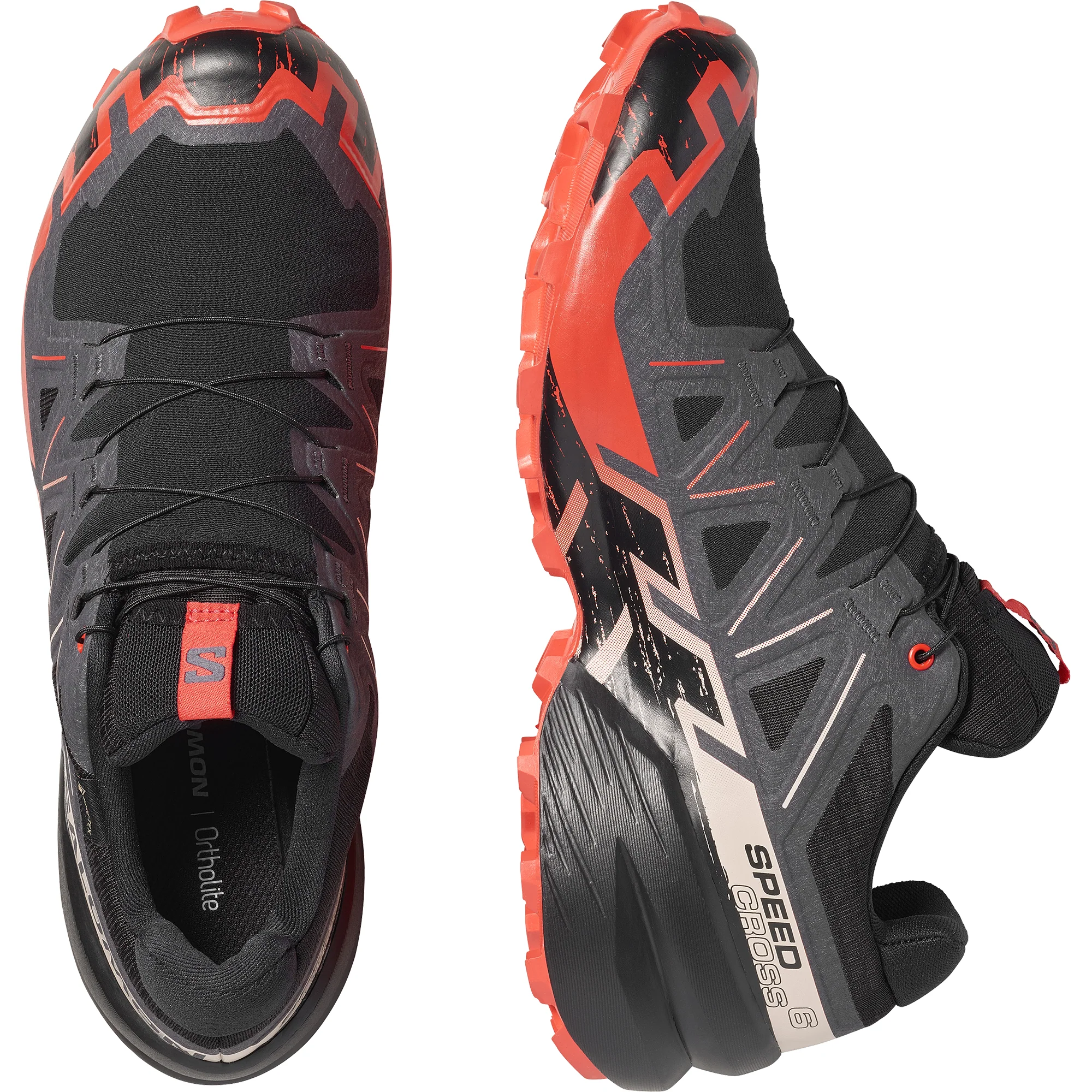 Salomon Men's Speedcross 6 Gore-Tex Trail Running Shoes (Black/Fiery Red) - Image 6