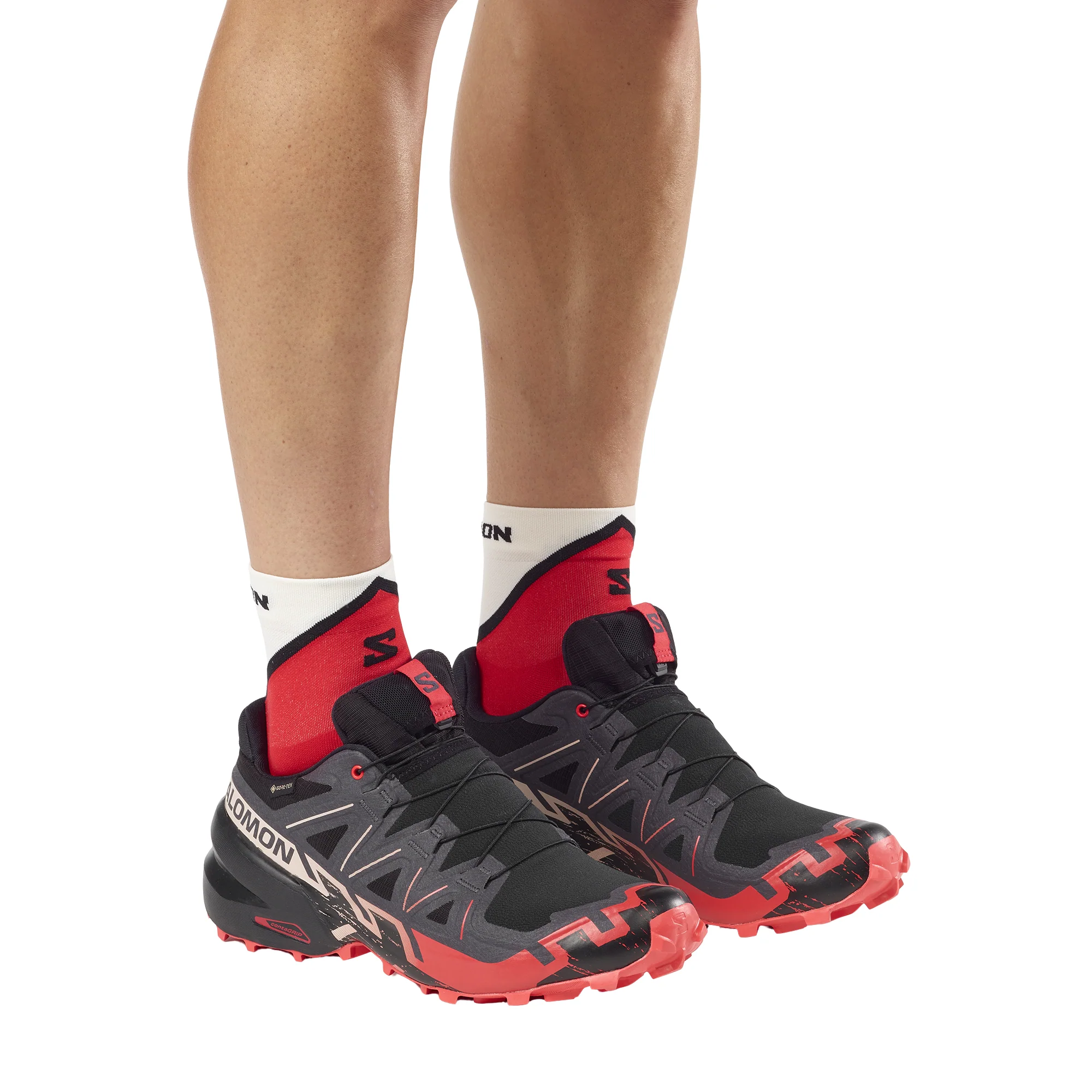 Salomon Men's Speedcross 6 Gore-Tex Trail Running Shoes (Black/Fiery Red) - Image 7