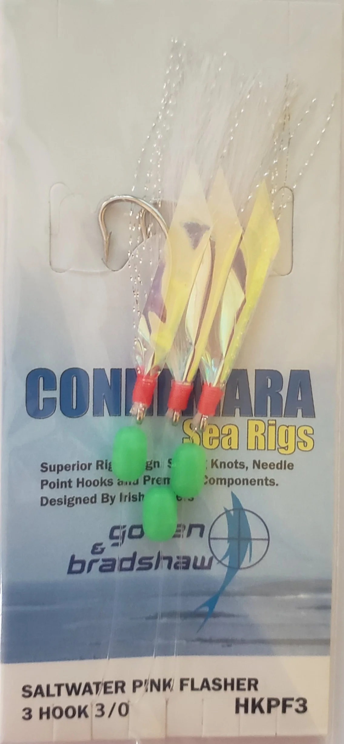 Gowen & Bradshaw Connemara Saltwater Flasher 3 Hook Rig (Pink)(Size 3/0)