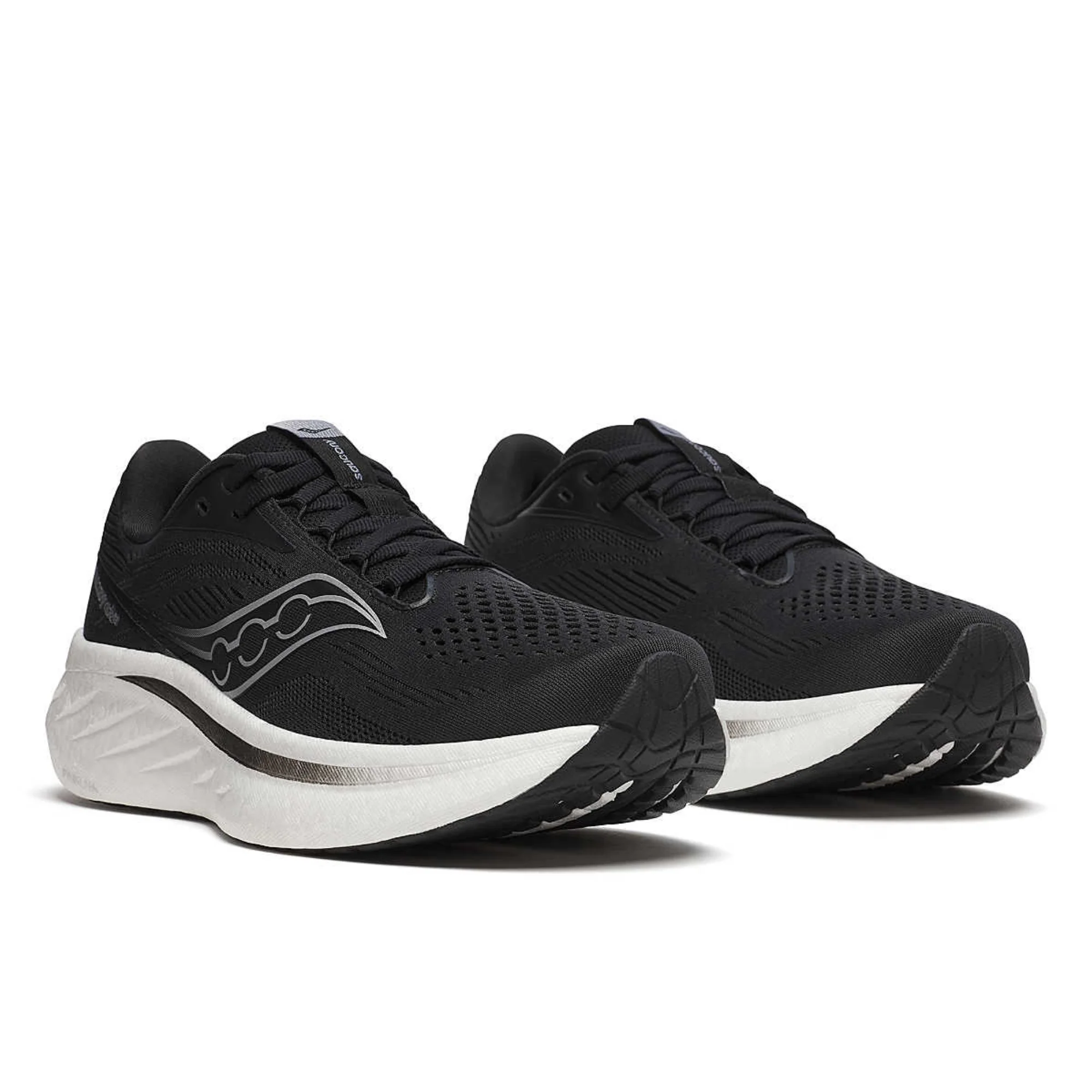 Saucony Women's Ride 18 Wide Fit Running Shoes (Black/White) - Image 3