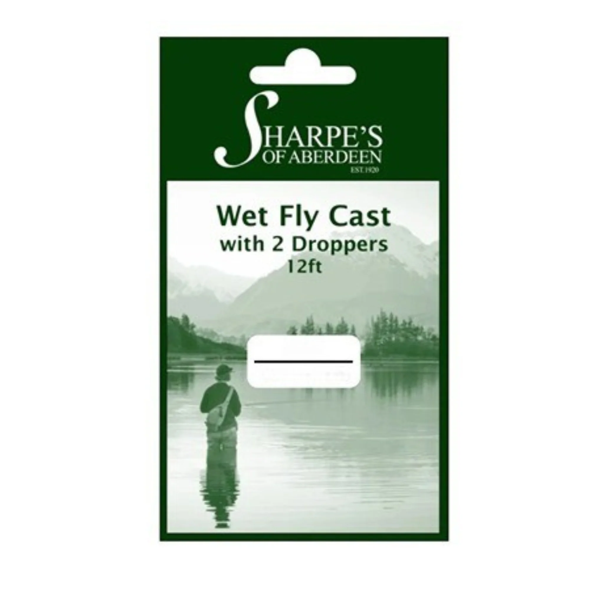Sharpes of Aberdeen Tapered Monofilament Wet Fly Cast - 2 Droppers (12ft/10lb/0X)(Green)
