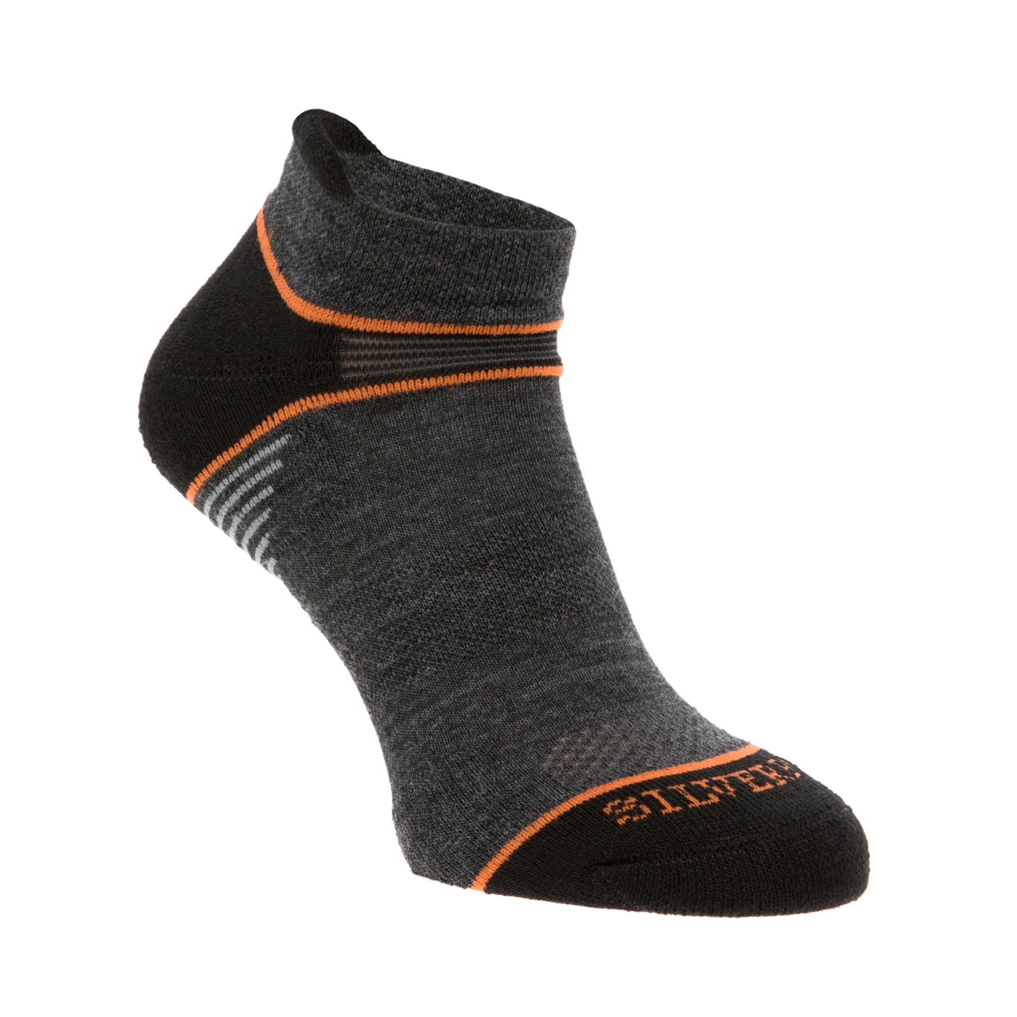 Silverpoint Unisex On The Move No Show Merino Blend Ankle Socks (Grey/Orange) - Image 2