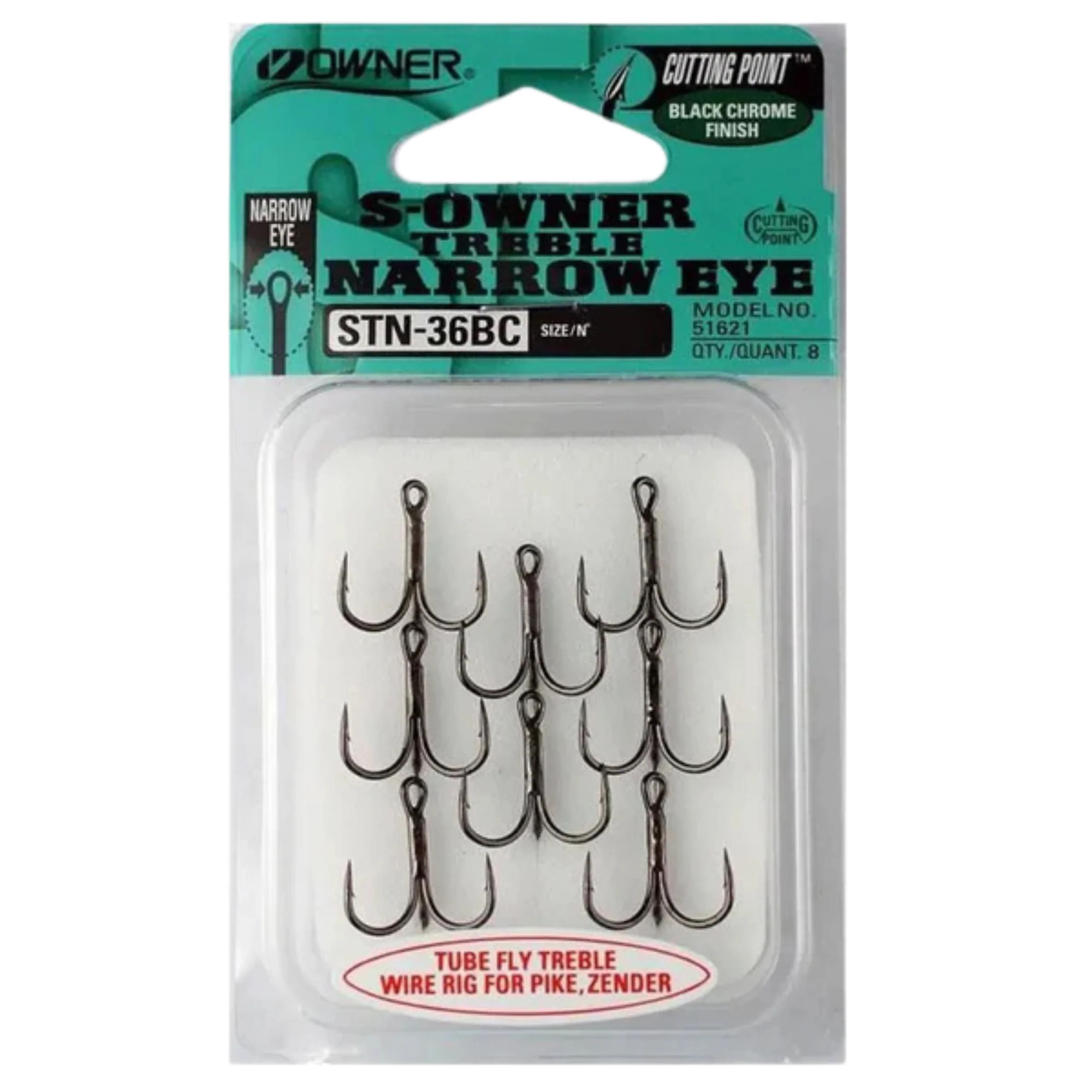 Owner S-Owner Treble Narrow Eye Hook (Size 8)(8 Pack)