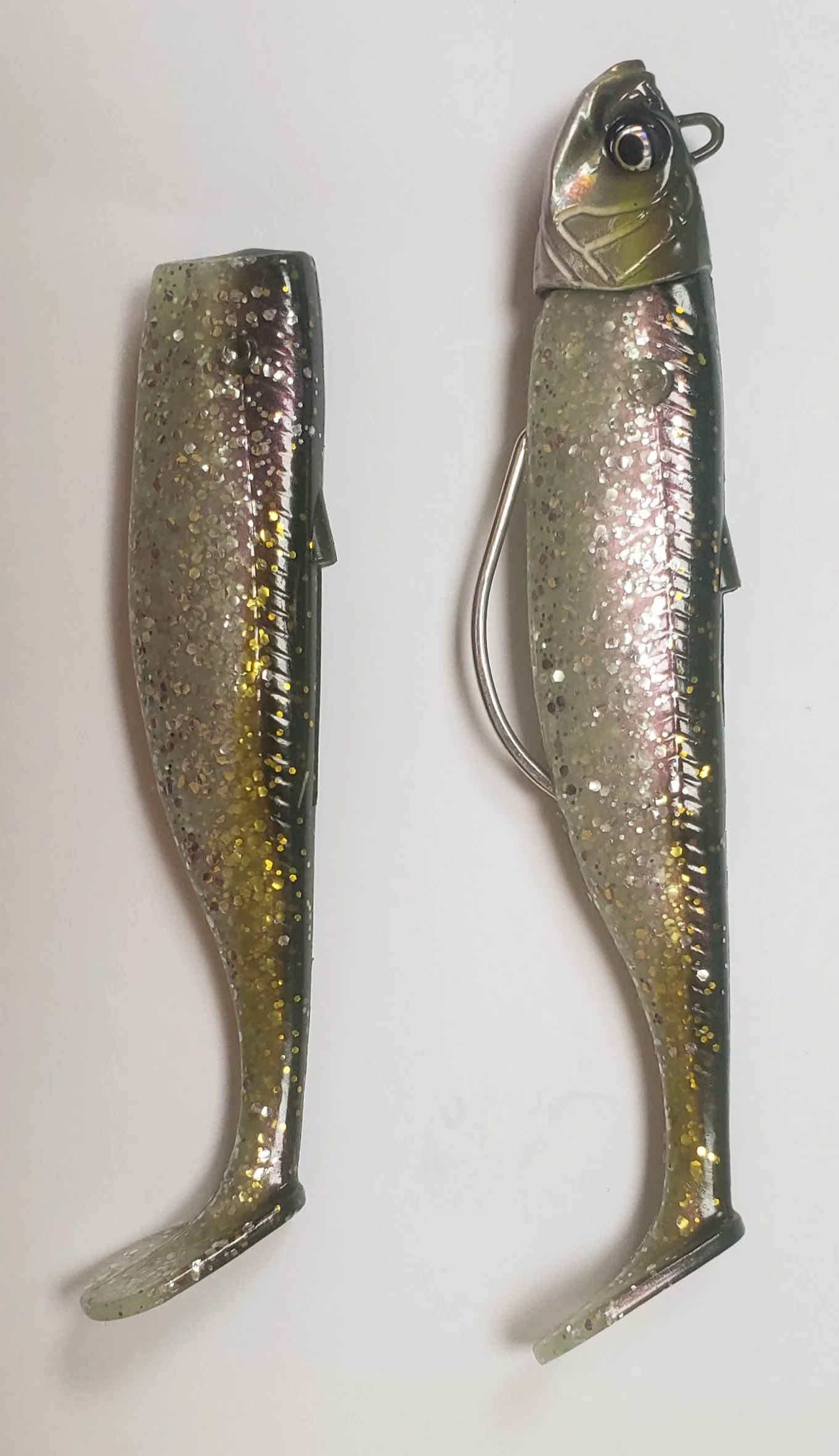 Savage Gear Minnow Weedless 2+1 Soft Lure (12.5cm/Sinking/28g)(Green/Silver) - Image 2