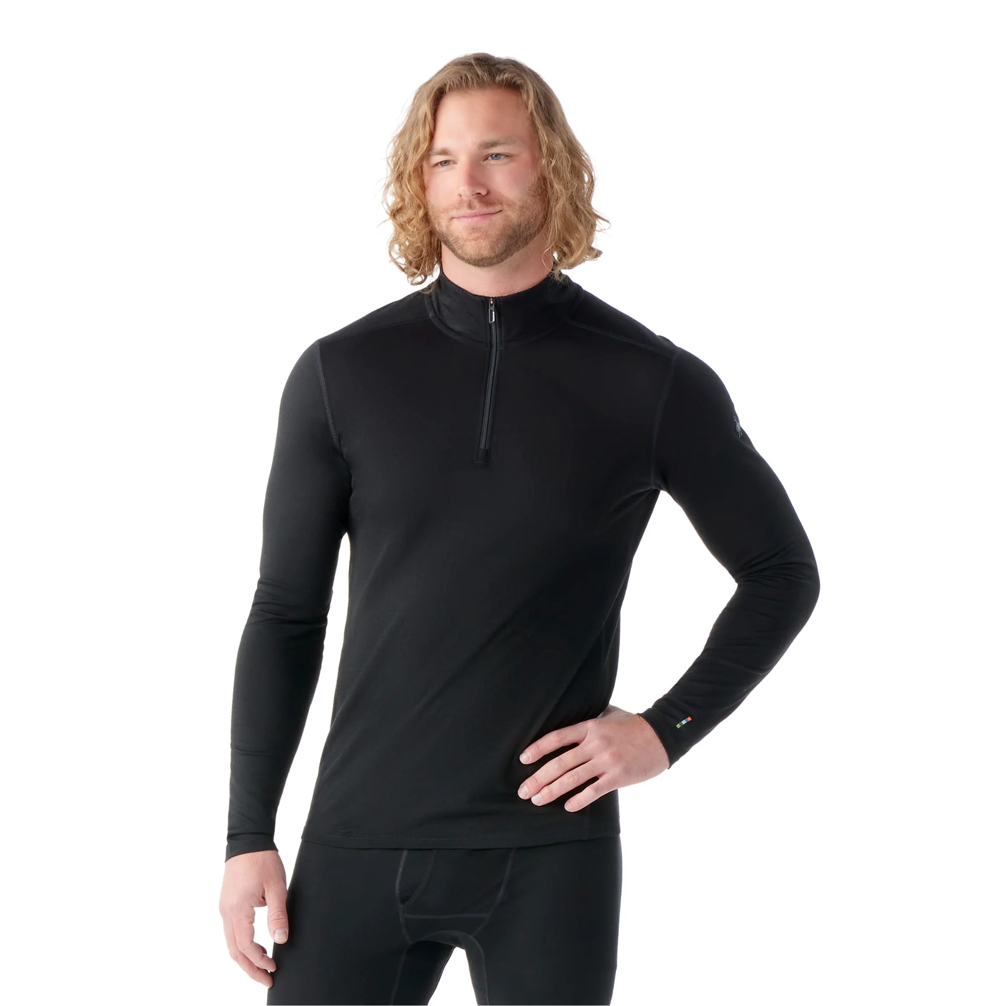 Smartwool Men's Classic Thermal Merino 150 Quarter Zip Long Sleeve Base Layer Top (Black)