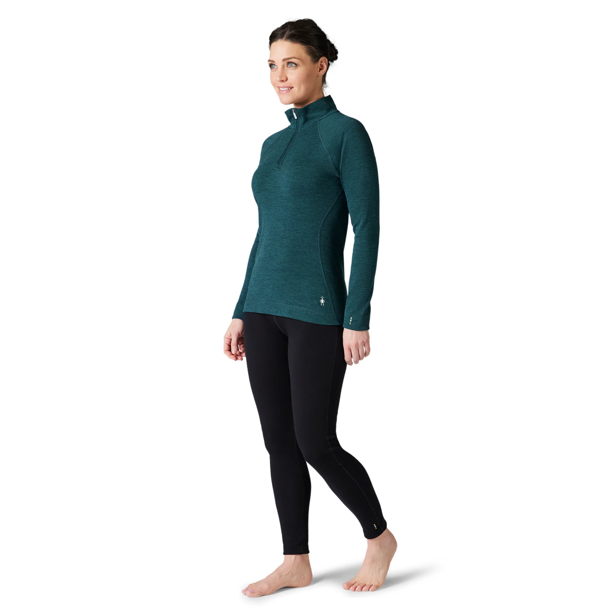 Smartwool Women's Classic Thermal Merino 250 Long Sleeve 1/4 Zip Base Layer Top (Twilight Blue Heather) - Image 4