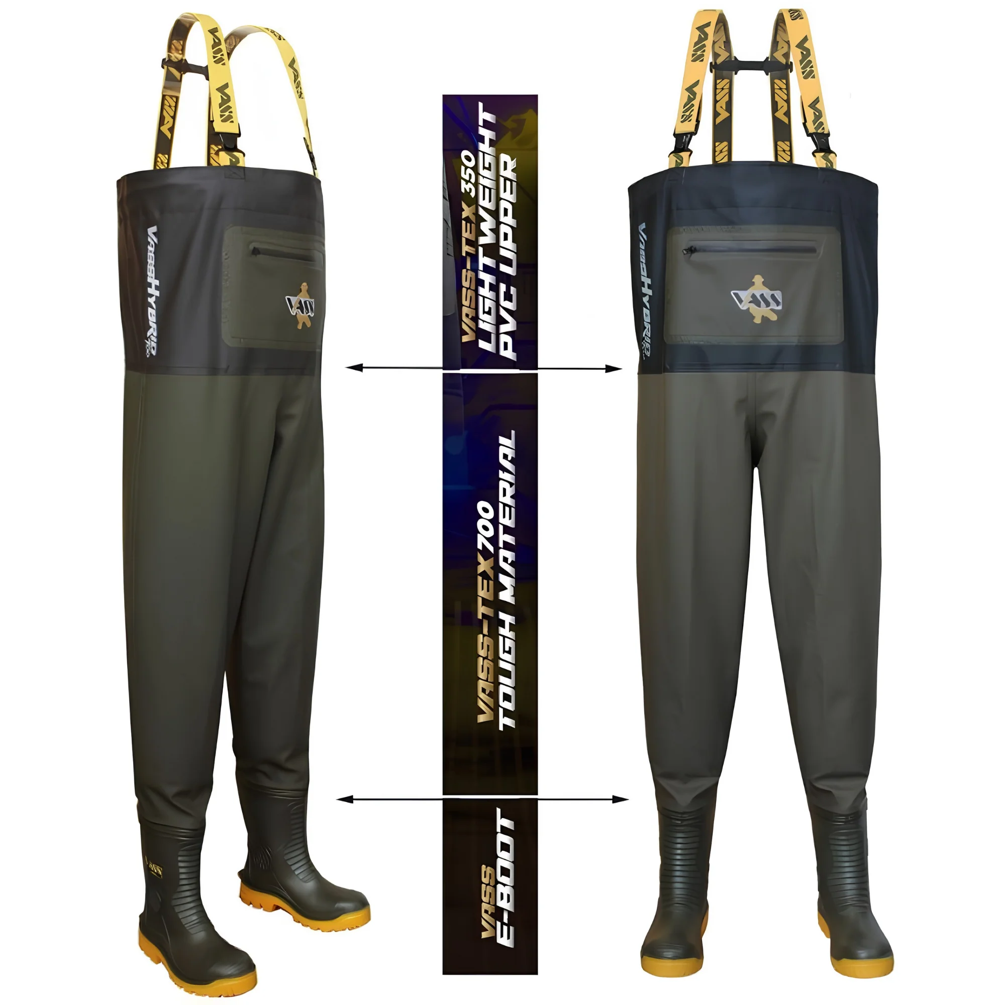 Vass Unisex Hybrid 700 Bootfoot Chest Waders (Khaki) - Image 7