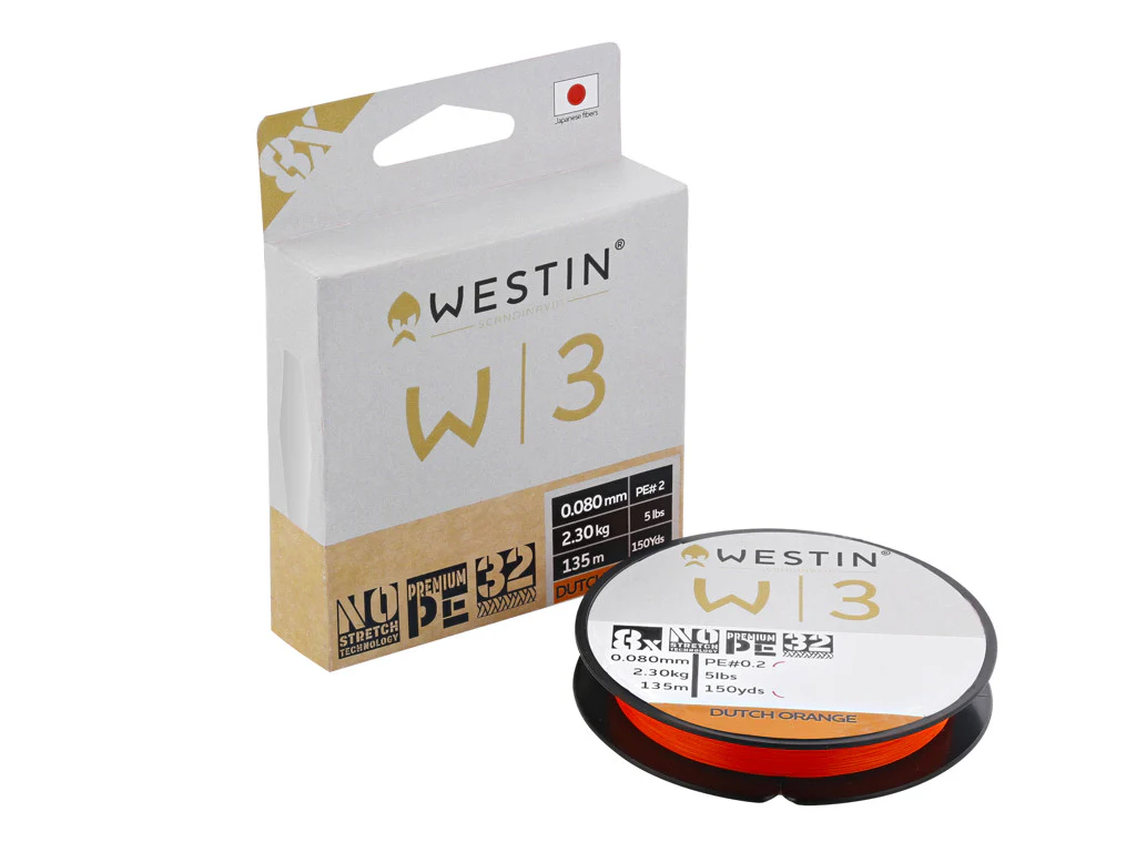 Westin W3 8-Braid Line Leader (135m/0.205mm/10.1kg)(Dutch Orange)