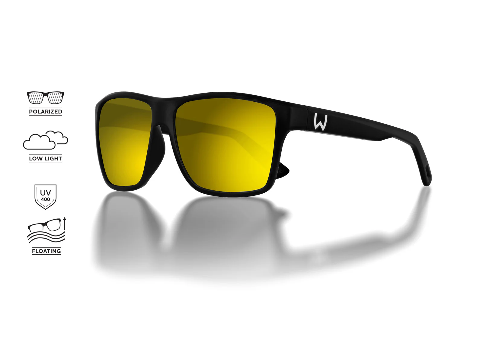 Westin W6 Street 200F Polarized Sunglasses (Matte Black/Lens Base Brown/Lens Mirror Yellow/Anti Reflex Green)