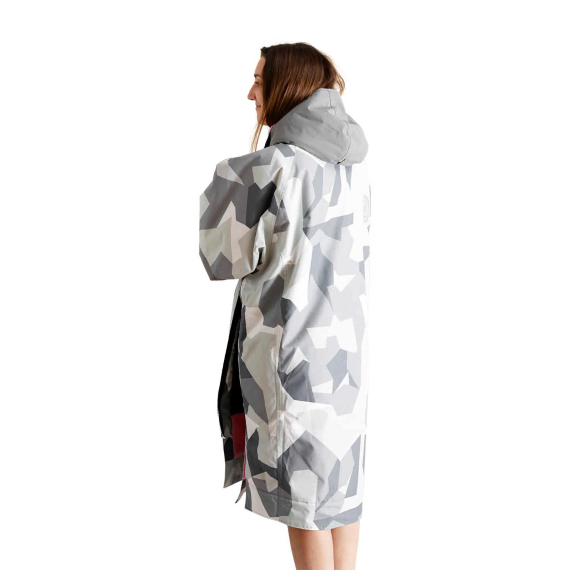 White Water Robes Unisex Hardshell Changing Robe - Adults (Arctic Camo/Pink Lining) - Image 2