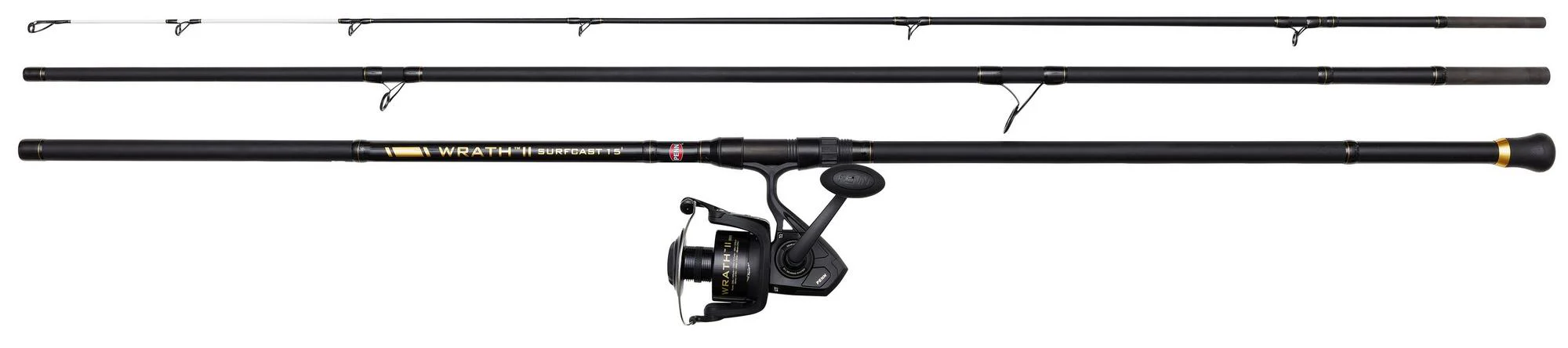 Penn 13ft/3.9m Wrath II Surfcast 3 Section Beachcaster Rod (250g)