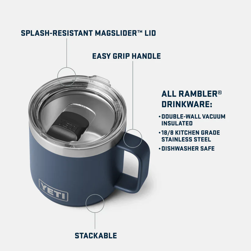 Yeti Rambler 14oz/414ml Mug with Magslider Lid (Black) - Image 8
