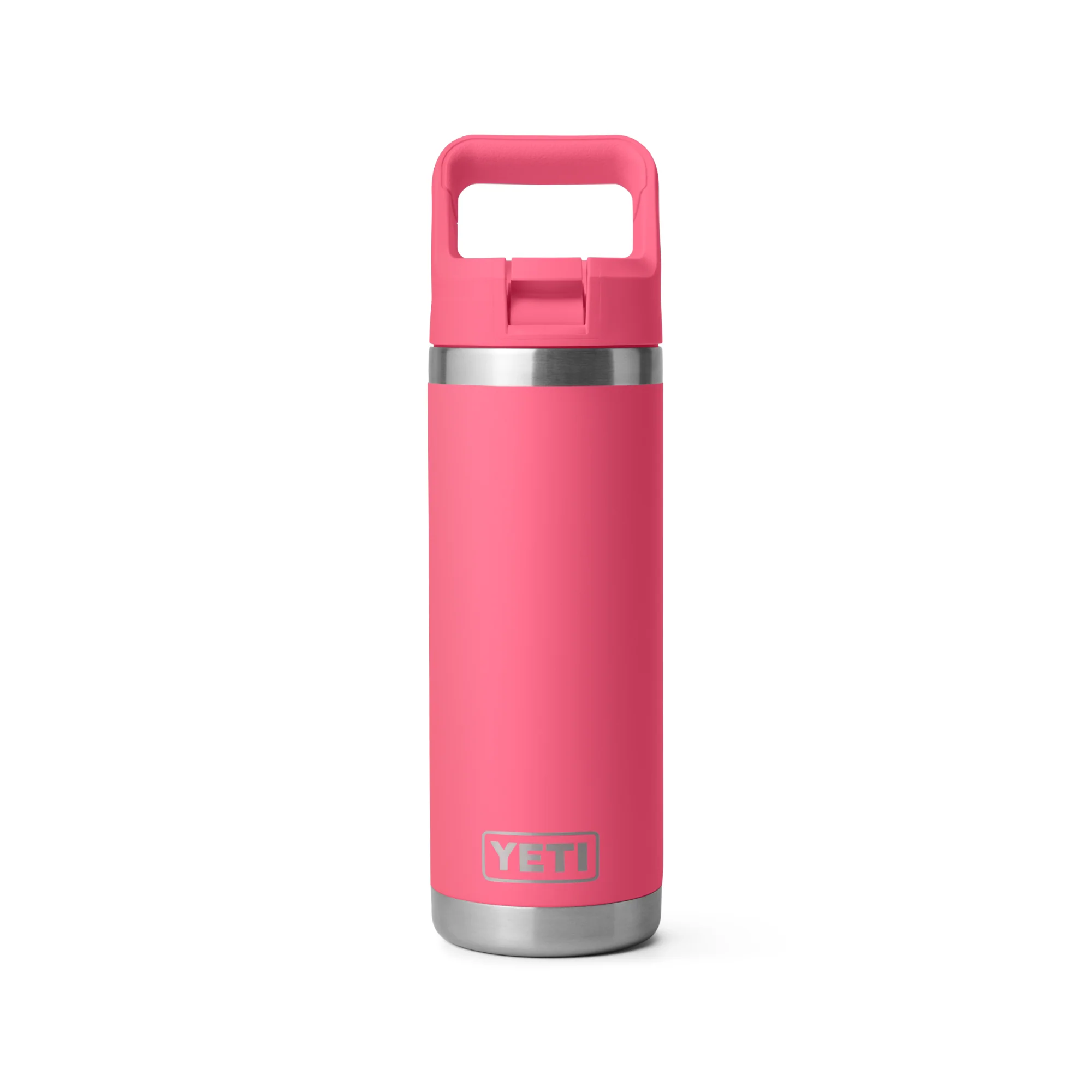 Yeti Rambler 18oz/532ml Insulated Bottle with Colour Straw Cap (Tropical Pink)